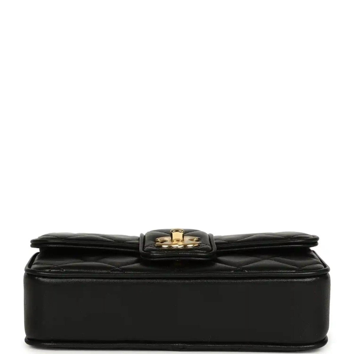 Chanel Mini Tab Flap Bag in Black Lambskin Gold Hardware - NEESTRA