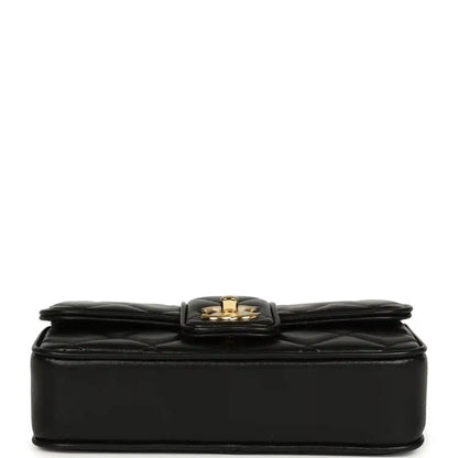 Chanel Mini Tab Flap Bag in Black Lambskin Gold Hardware - NEESTRA