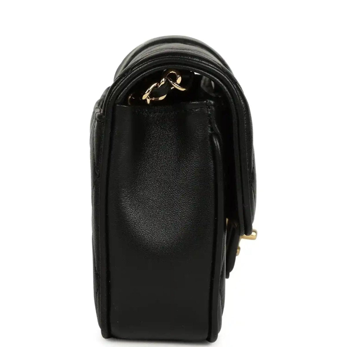 Chanel Mini Tab Flap Bag in Black Lambskin Gold Hardware - NEESTRA
