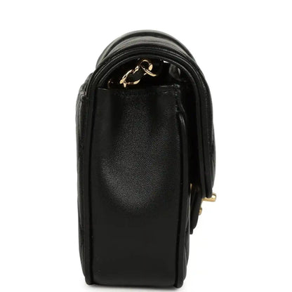 Chanel Mini Tab Flap Bag in Black Lambskin Gold Hardware - NEESTRA