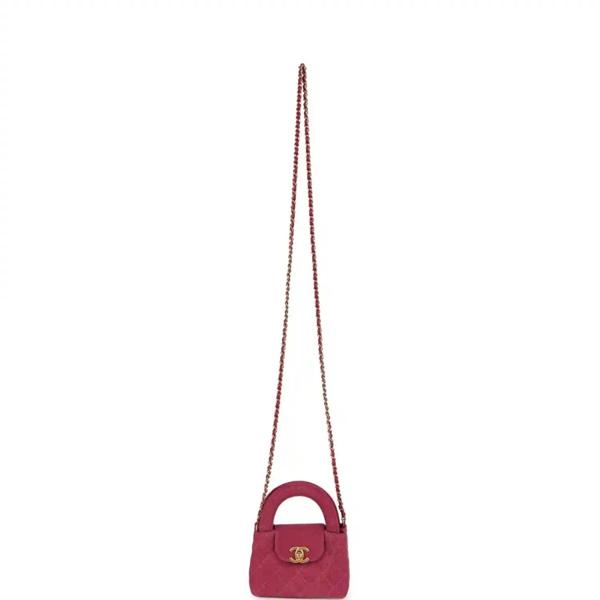 Chanel Nano Kelly Shopper in Fuchsia Washed Denim Brushed Gold - NEESTRA