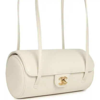Chanel Preppy Coco Bowling Bag in White Shiny Caviar Leather - NEESTRA