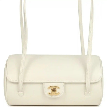 Chanel Preppy Coco Bowling Bag in White Shiny Caviar Leather - NEESTRA