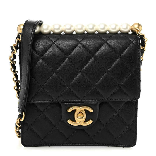 Chanel Quilted Goatskin Chic Pearls Flap Bag in Black - NEESTRA