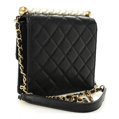 Chanel Quilted Goatskin Chic Pearls Flap Bag in Black - NEESTRA