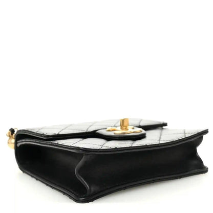 Chanel Quilted Goatskin Chic Pearls Flap Bag in Black - NEESTRA