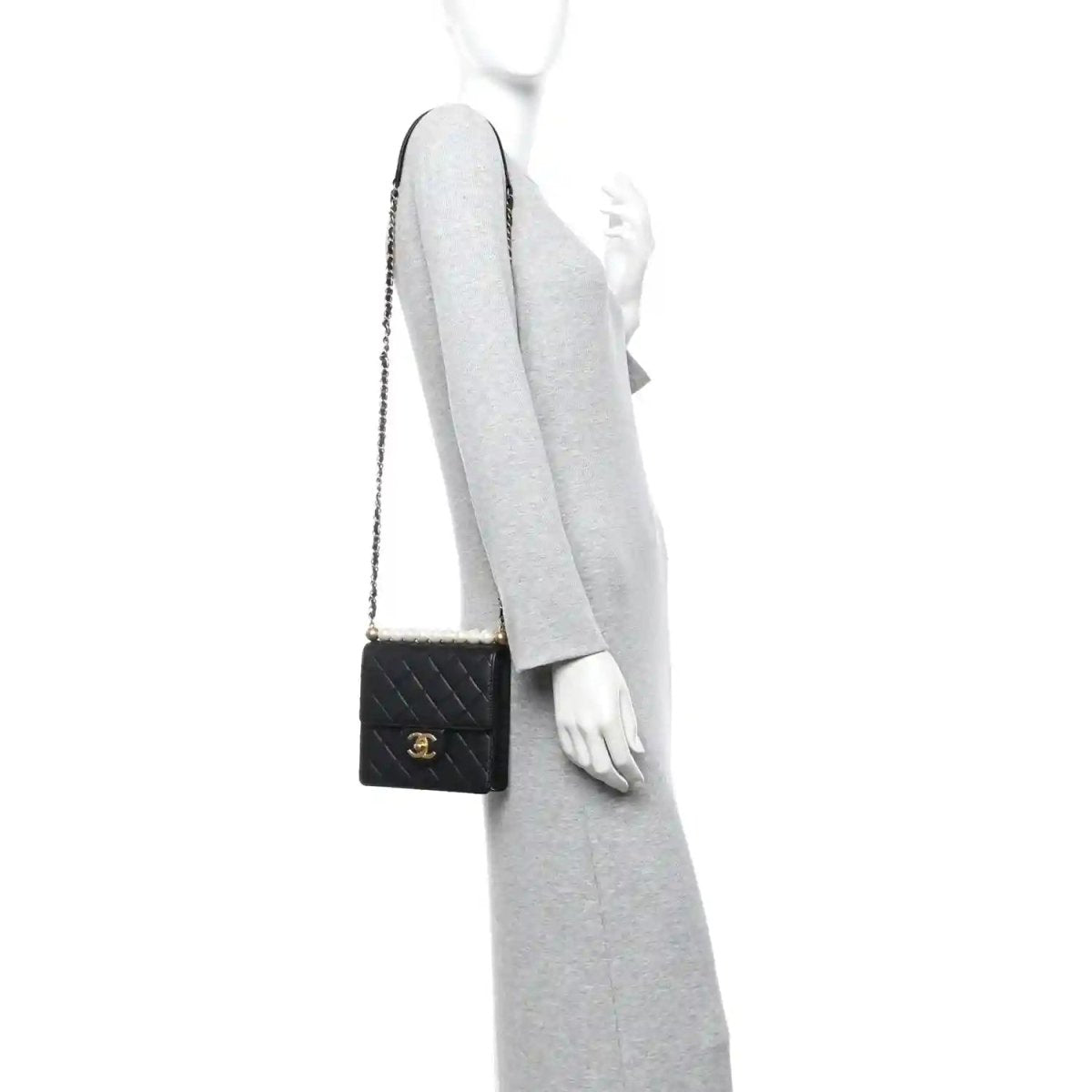 Chanel Quilted Goatskin Chic Pearls Flap Bag in Black - NEESTRA