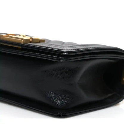 Chanel Small Boy Flap Bag in Black Quilted Caviar Leather - NEESTRA