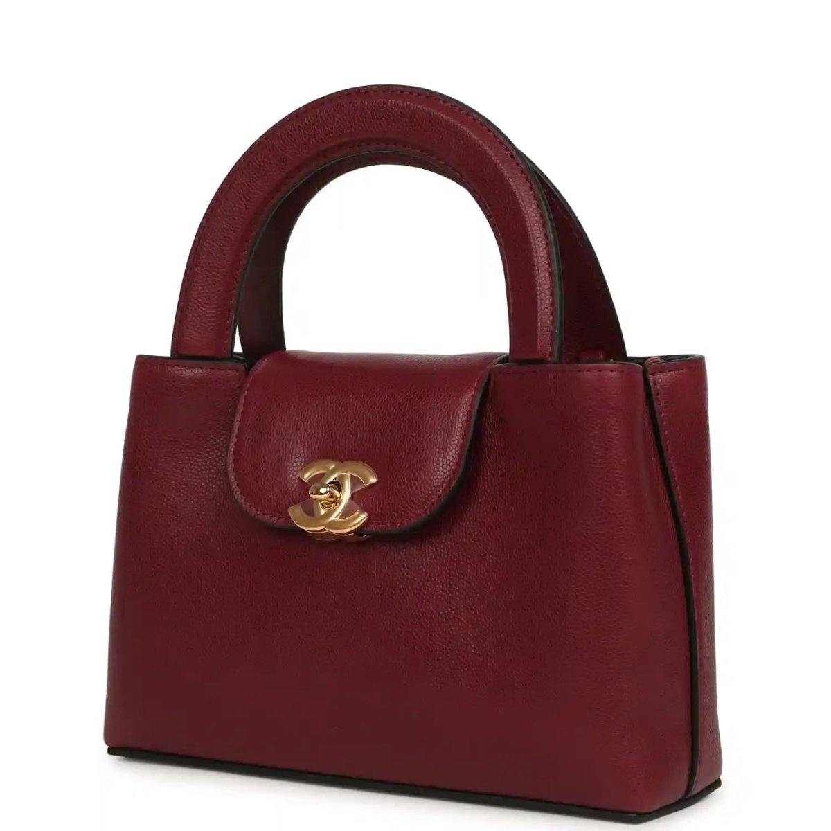 Chanel Small Kelly Shopper Bag in Dark Burgundy Caviar Leather - NEESTRA