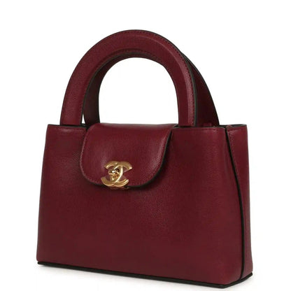Chanel Small Kelly Shopper Bag in Dark Burgundy Caviar Leather - NEESTRA