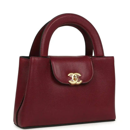 Chanel Small Kelly Shopper Bag in Dark Burgundy Caviar Leather - NEESTRA
