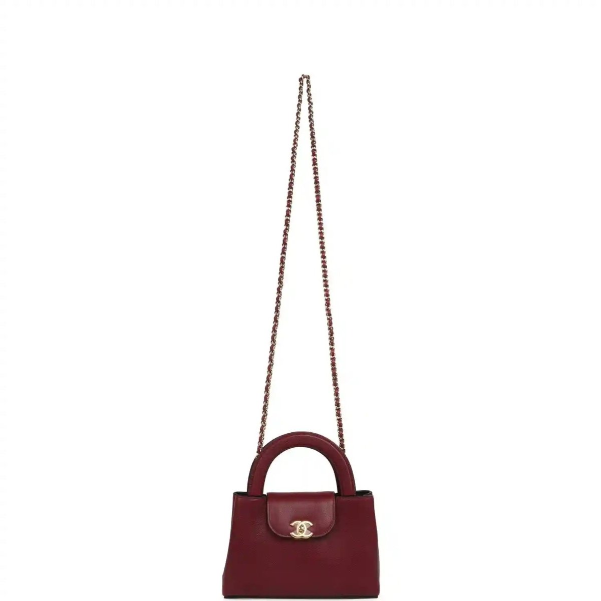 Chanel Small Kelly Shopper Bag in Dark Burgundy Caviar Leather - NEESTRA