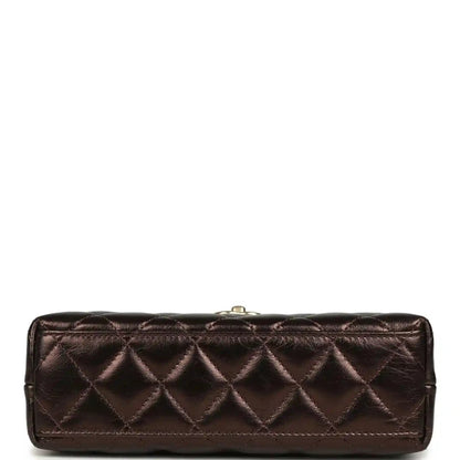 Chanel Small Kelly Shopper Bag in Metallic Dark Bronze Calfskin - NEESTRA