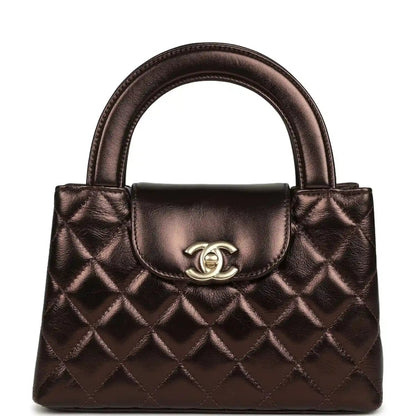 Chanel Small Kelly Shopper Bag in Metallic Dark Bronze Calfskin - NEESTRA