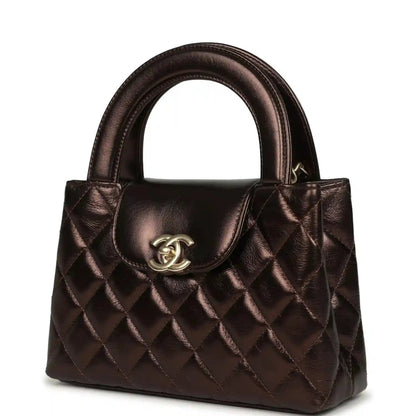 Chanel Small Kelly Shopper Bag in Metallic Dark Bronze Calfskin - NEESTRA