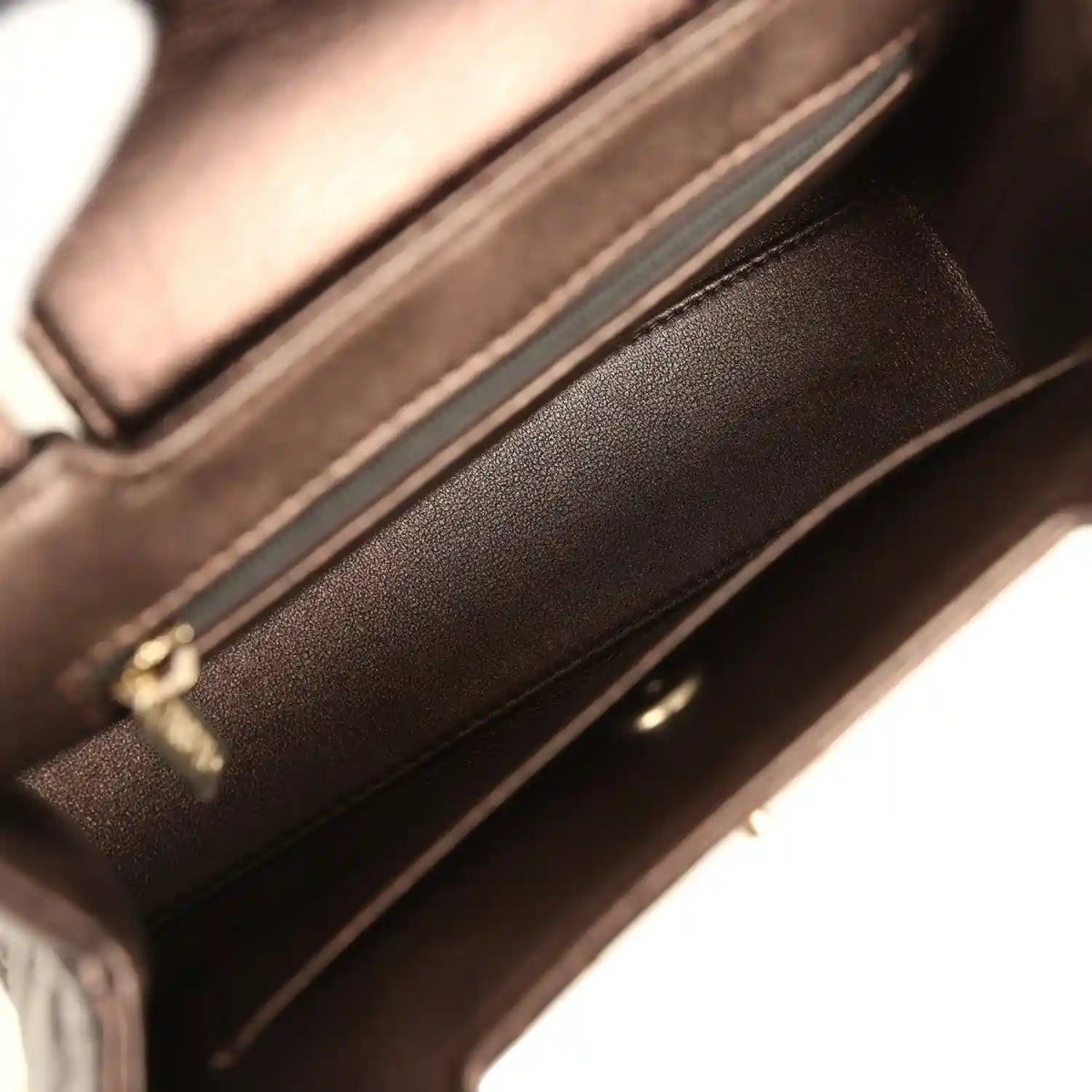 Chanel Small Kelly Shopper Bag in Metallic Dark Bronze Calfskin - NEESTRA