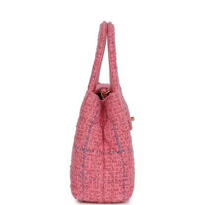 Chanel Small Kelly Shopper Bag in Pink Tweed Brushed Gold - NEESTRA