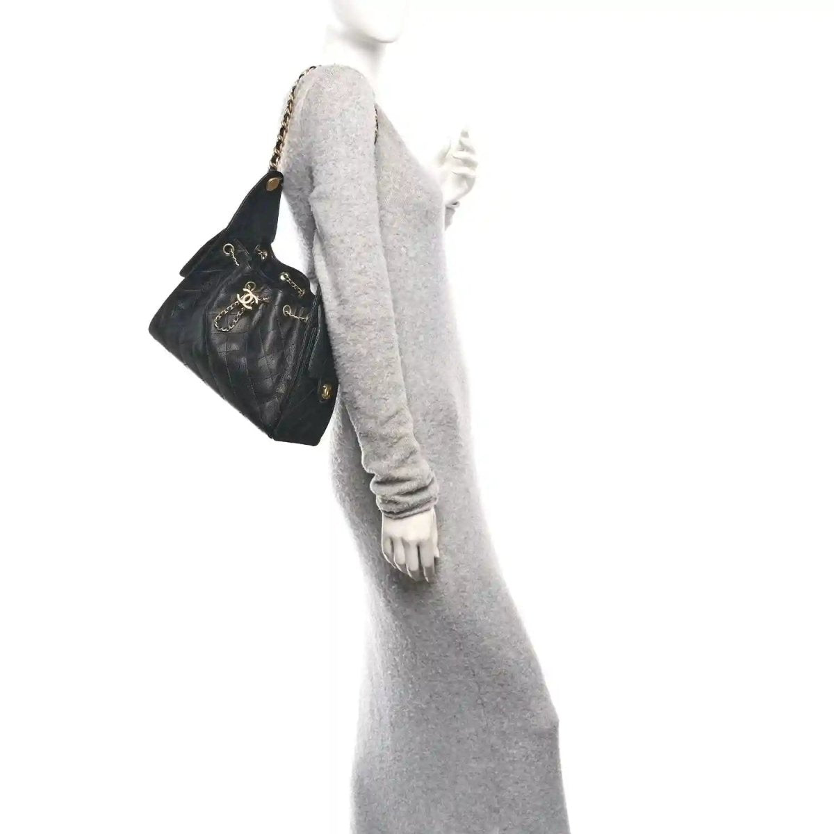 Chanel Small Quilted Caviar Leather Handbag with Gold Hardware - NEESTRA