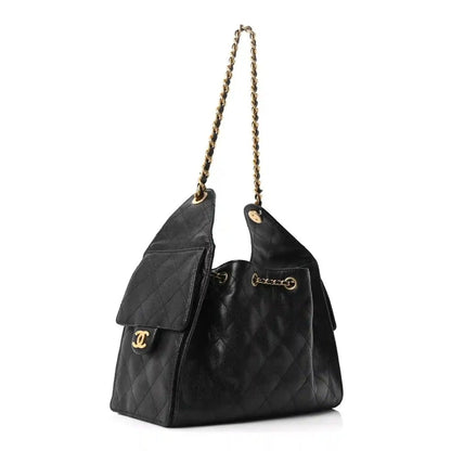Chanel Small Quilted Caviar Leather Handbag with Gold Hardware - NEESTRA