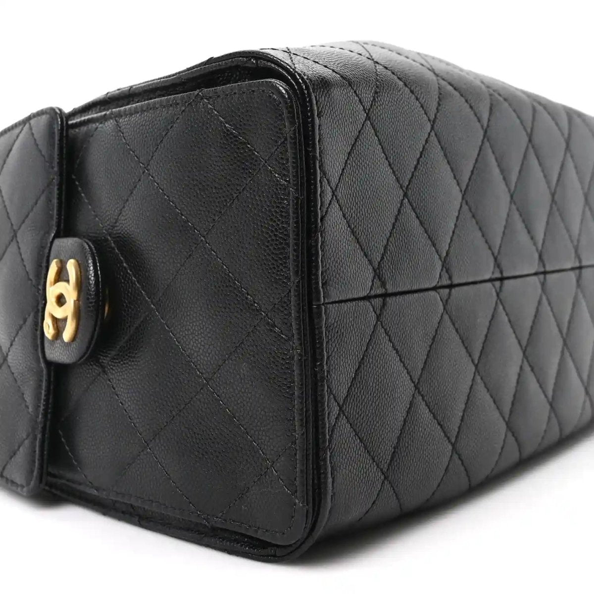 Chanel Small Quilted Caviar Leather Handbag with Gold Hardware - NEESTRA