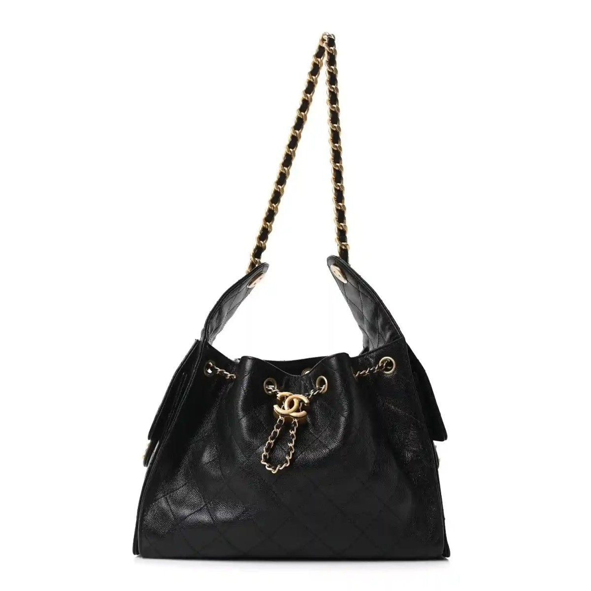 Chanel Small Quilted Caviar Leather Handbag with Gold Hardware - NEESTRA