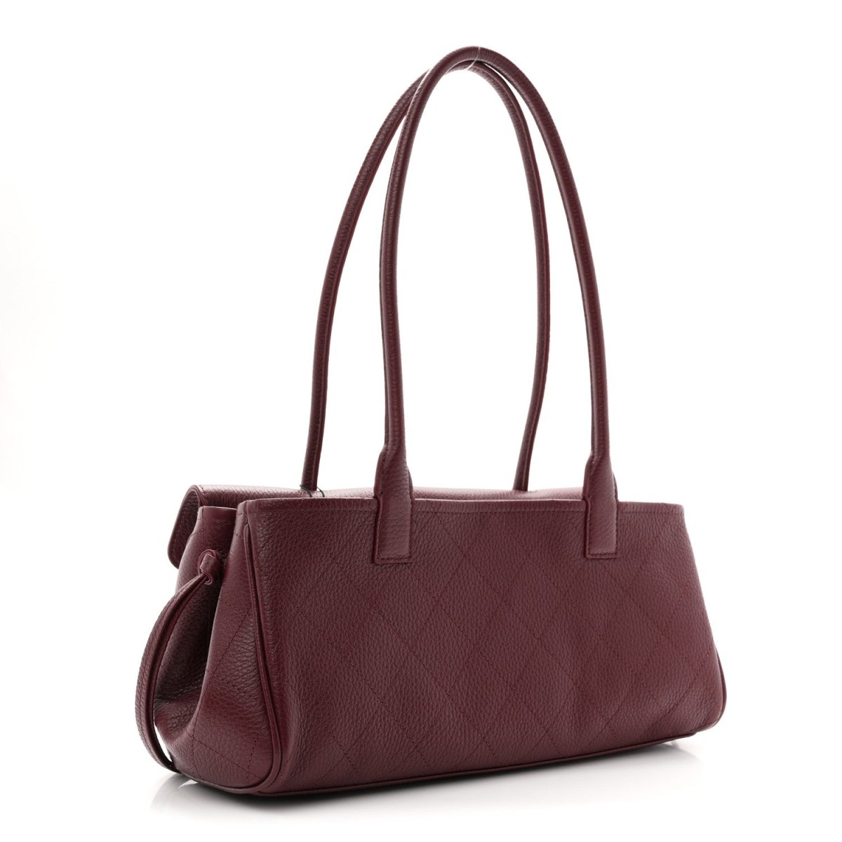 Chanel Urban Essentials Grained Calfskin Stitched Small Shopping Bag Burgundy - NEESTRA