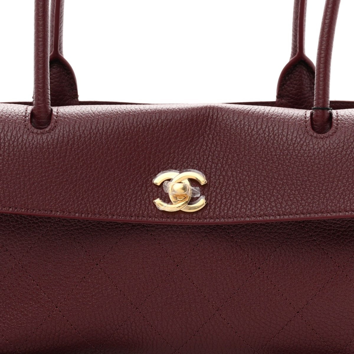 Chanel Urban Essentials Grained Calfskin Stitched Small Shopping Bag Burgundy - NEESTRA