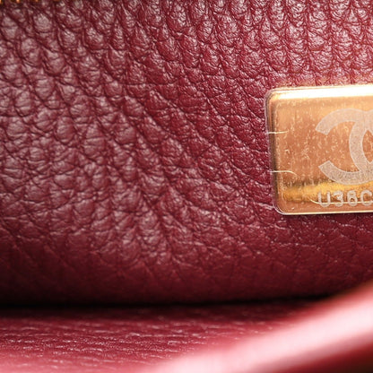 Chanel Urban Essentials Grained Calfskin Stitched Small Shopping Bag Burgundy - NEESTRA