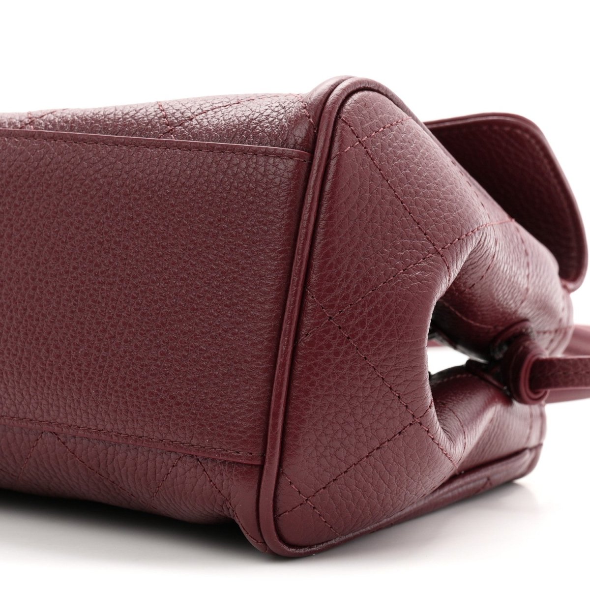Chanel Urban Essentials Grained Calfskin Stitched Small Shopping Bag Burgundy - NEESTRA
