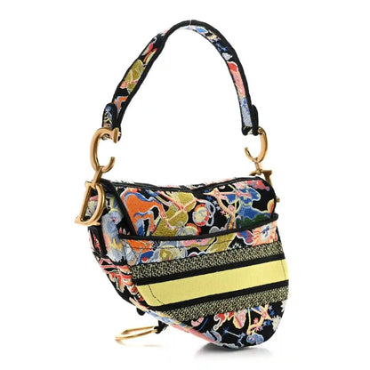 Christian Dior Black Canvas Embroidered Zodiac Fantastico Saddle Bag - NEESTRA