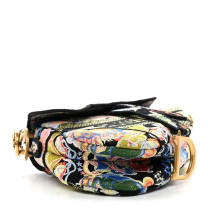 Christian Dior Black Canvas Embroidered Zodiac Fantastico Saddle Bag - NEESTRA