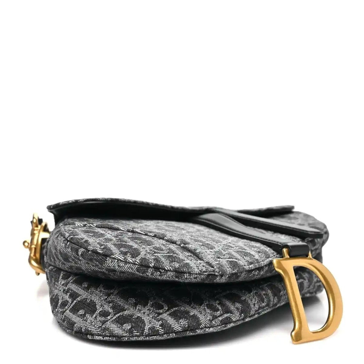 Christian Dior Denim Oblique Jacquard Saddle Bag in Black - NEESTRA