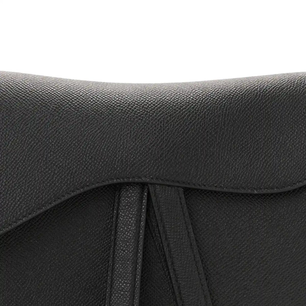 Christian Dior Grained Calfskin Leather Saddle Bag in Black - NEESTRA