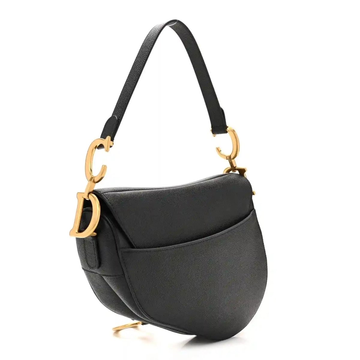Christian Dior Grained Calfskin Leather Saddle Bag in Black - NEESTRA