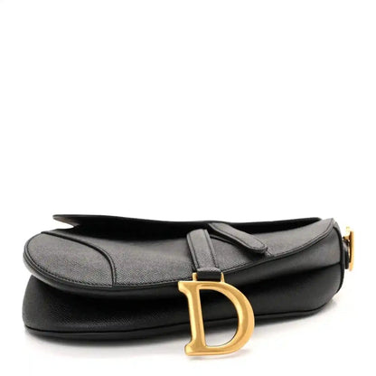 Christian Dior Grained Calfskin Leather Saddle Bag in Black - NEESTRA