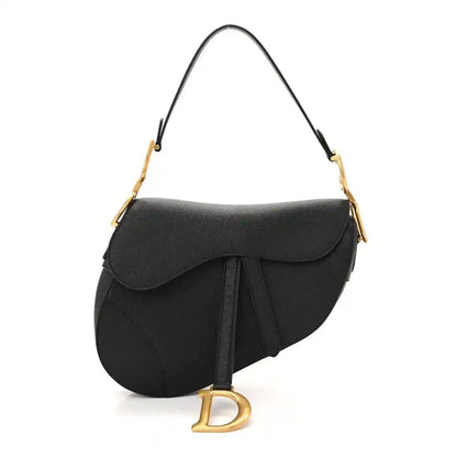 Christian Dior Grained Calfskin Leather Saddle Bag in Black - NEESTRA