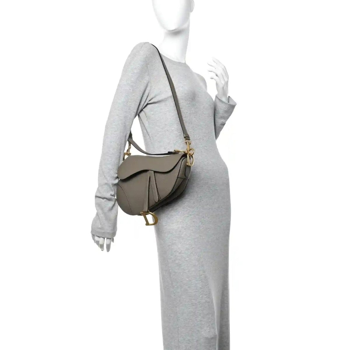 Christian Dior Grained Calfskin Saddle Bag in Clay Green - NEESTRA