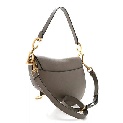 Christian Dior Grained Calfskin Saddle Bag in Clay Green - NEESTRA