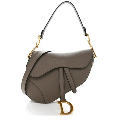 Christian Dior Grained Calfskin Saddle Bag in Clay Green - NEESTRA