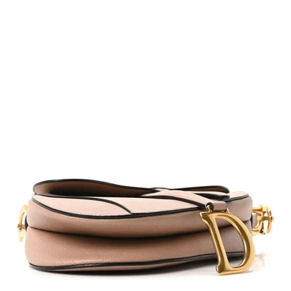 Christian Dior Grained Calfskin Saddle Bag in Fard Light Pink - NEESTRA