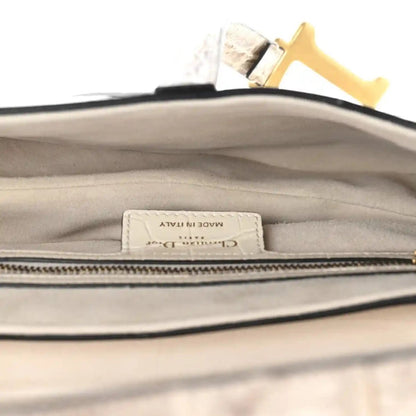 Christian Dior Niloticus Crocodile Himalaya Saddle Bag Latte White - NEESTRA