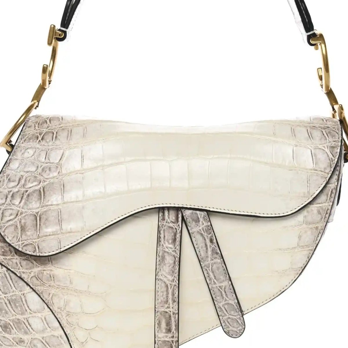 Christian Dior Niloticus Crocodile Himalaya Saddle Bag Latte White - NEESTRA