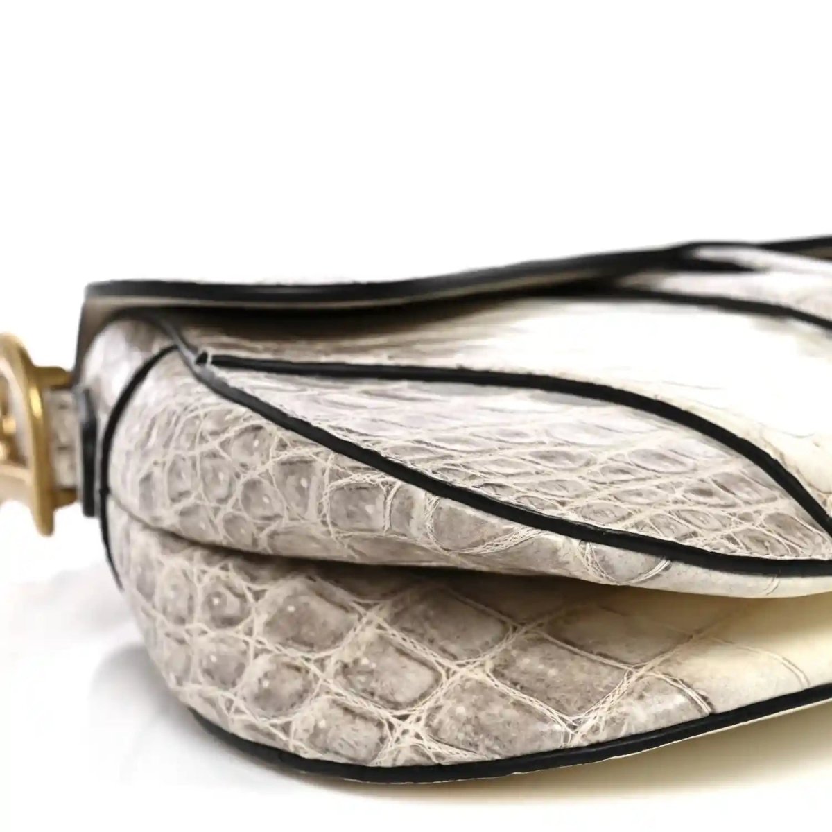 Christian Dior Niloticus Crocodile Himalaya Saddle Bag Latte White - NEESTRA
