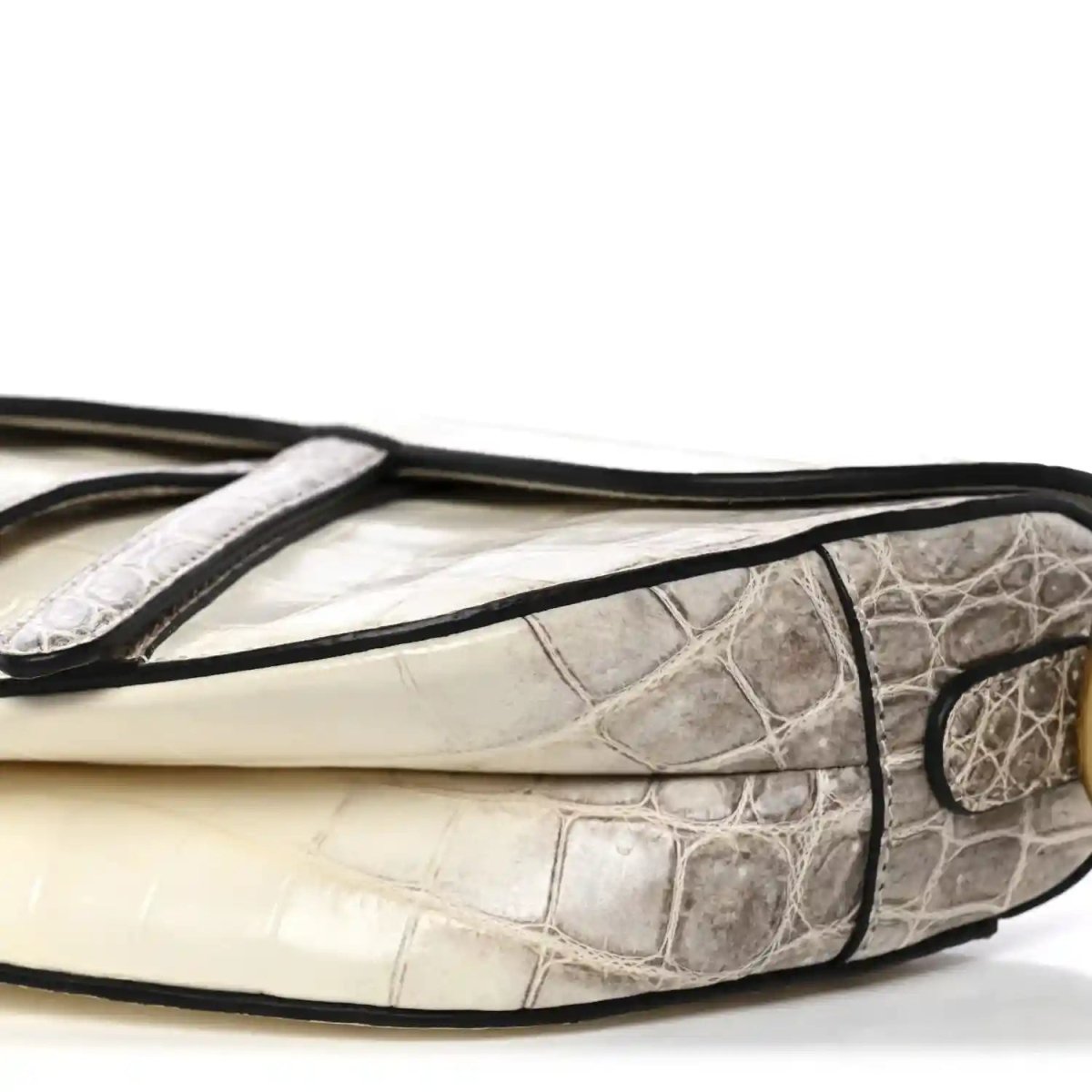 Christian Dior Niloticus Crocodile Himalaya Saddle Bag Latte White - NEESTRA