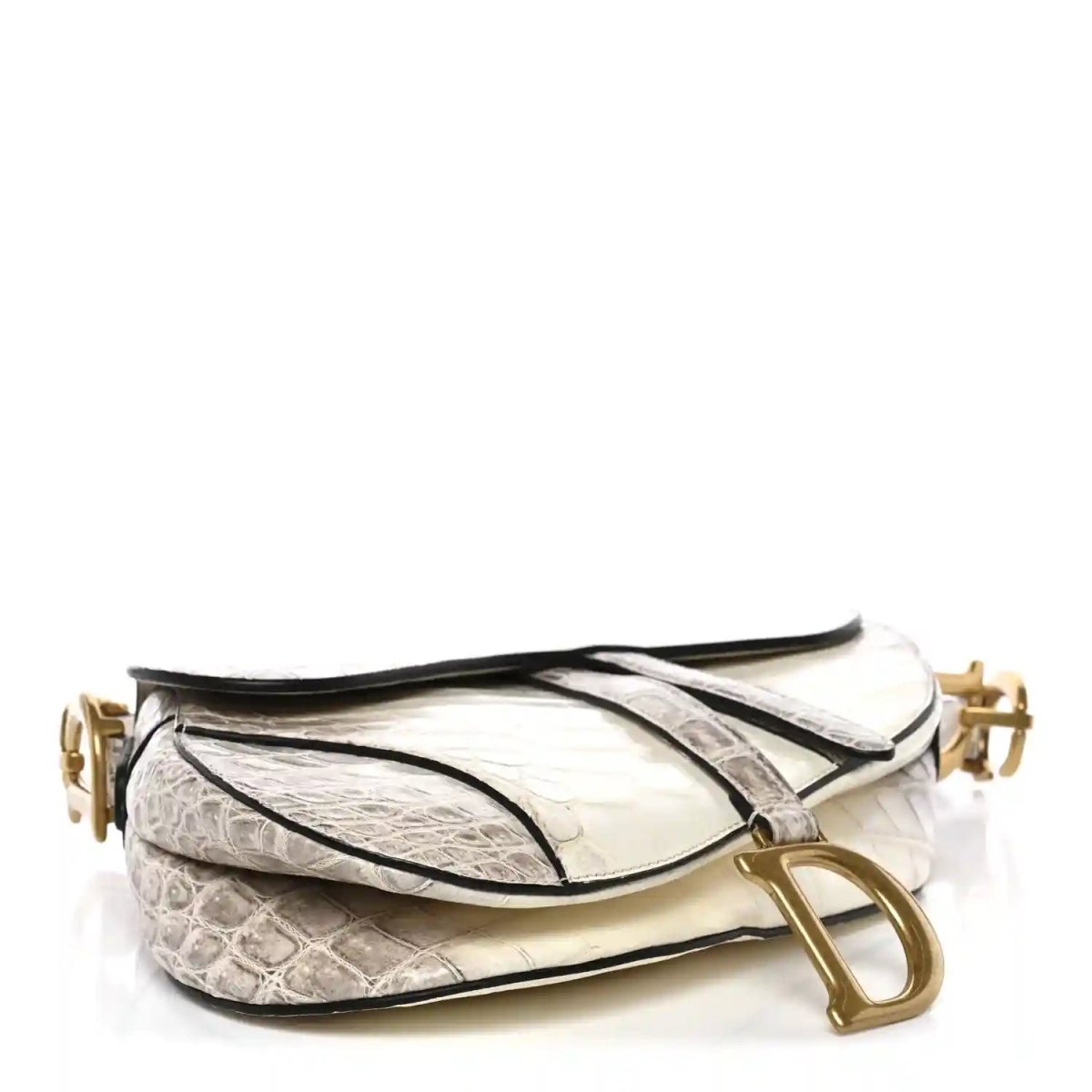 Christian Dior Niloticus Crocodile Himalaya Saddle Bag Latte White - NEESTRA