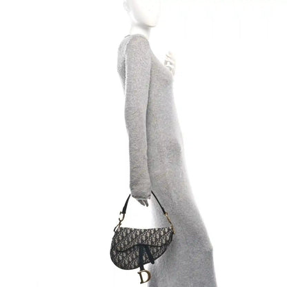 Christian Dior Oblique Monogram Canvas Saddle Shoulder Bag Blue - NEESTRA