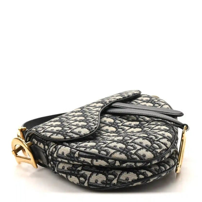 Christian Dior Oblique Monogram Canvas Saddle Shoulder Bag Blue - NEESTRA