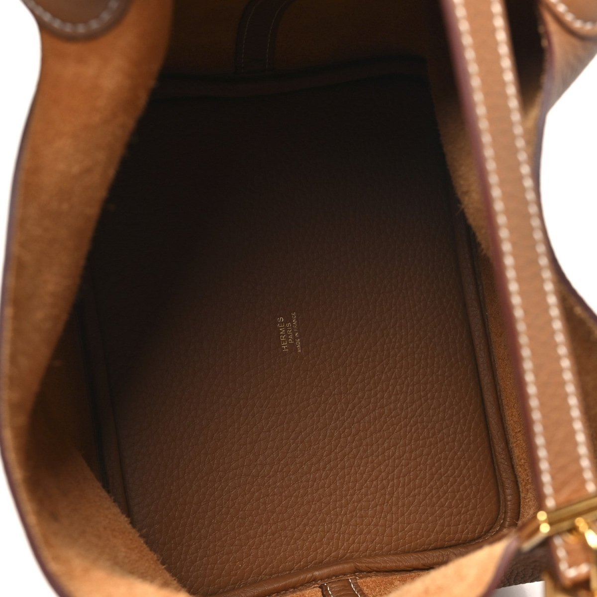 Clemence Calfskin Leather Picotin Lock 22 MM Tote Gold - NEESTRA