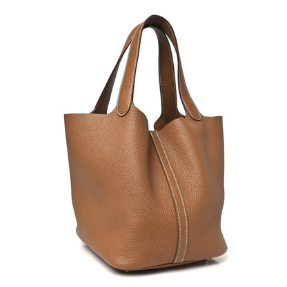 Clemence Calfskin Leather Picotin Lock 22 MM Tote Gold - NEESTRA