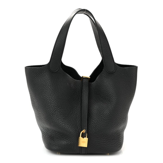 Clemence Picotin Lock 22 MM Tote Handbag Black - NEESTRA